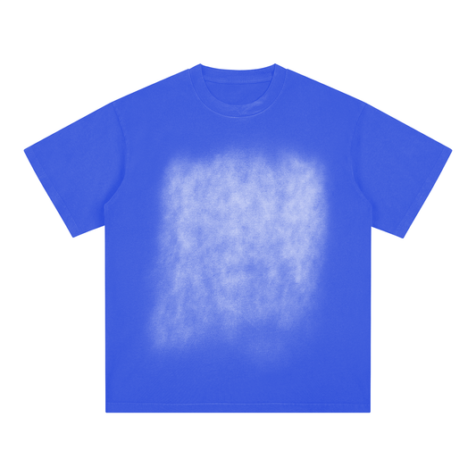 Square Patch Monkey Washed Drop Shoulder Tee