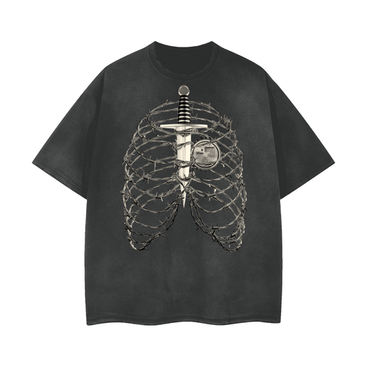 (SharpSoul) Vintage Wash Frayed Graphic Tee