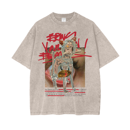 (M.I.C) Oversize Snow Washed Tee